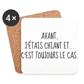 Chiant - Citation - Humour - Comique - Fun - Dessous de verre (lot de 4) - blanc - Devant