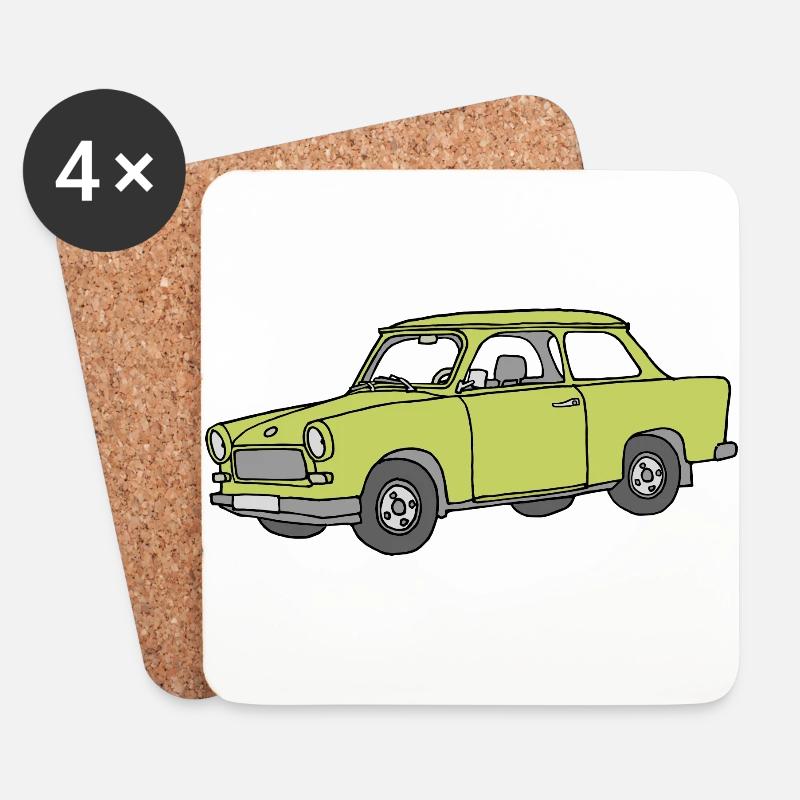 Trabi, Trabant (baligrün) - Untersetzer (4er-Set) - Weiß