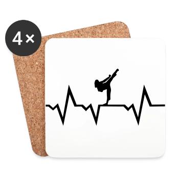Martial Arts & Heartbeat, woman - Coasters (set of 4) - white - Front