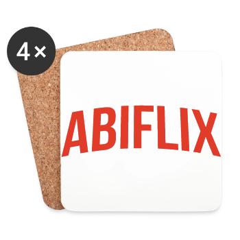 Abi Tshirt - Abiflix Abitur & Netfliks - Untersetzer (4er-Set) - Weiß - Vorne