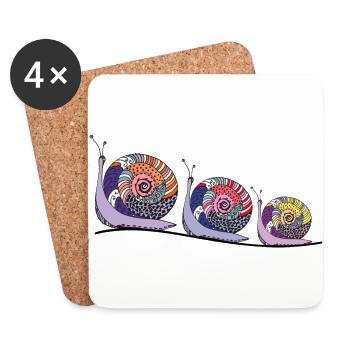 Escargots - Dessous de verre (lot de 4) - blanc - Devant