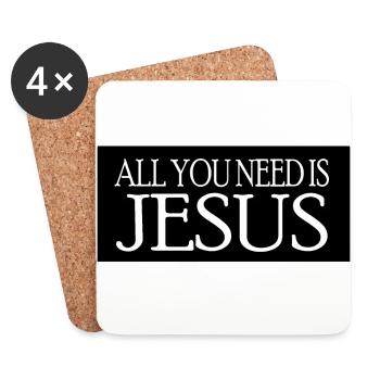 Jesus Christ God Faith - Coasters (set of 4) - white - Front