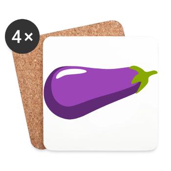 Aubergine Eierpflanze Eierfrucht Melanzanie Gemüse - Untersetzer (4er-Set) - Weiß - Vorne