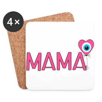 Mama mit Nazar Luftballon - Untersetzer (4er-Set) - Weiß - Vorne