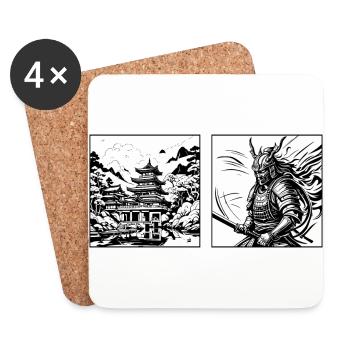 Tempel der Samurai - Untersetzer (4er-Set) - Weiß - Vorne
