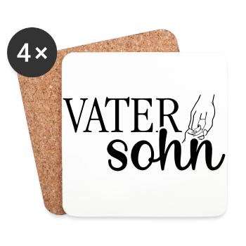 Papa Papa Père Fille Fils Fête des Pères Chemise Homme - Dessous de verre (lot de 4) - blanc - Devant