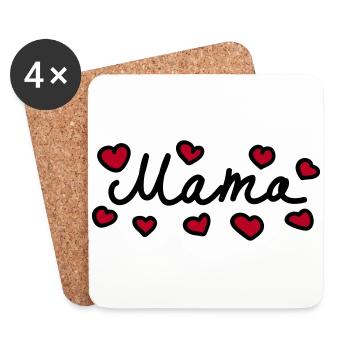 Mama - Heart - 2 - Coasters (set of 4) - white - Front