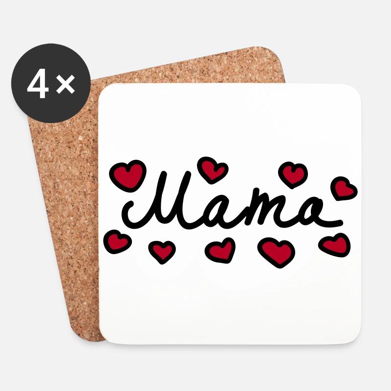 Mama - Herz - 2 - Untersetzer (4er-Set) - Weiß