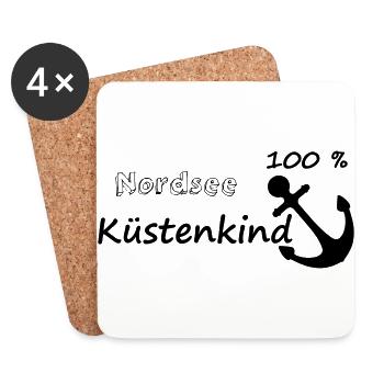 100 % Nordsee Küstenkind - Untersetzer (4er-Set) - Weiß - Vorne