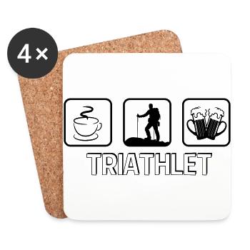 Triathlet Berg Wandern - Untersetzer (4er-Set) - Weiß - Vorne