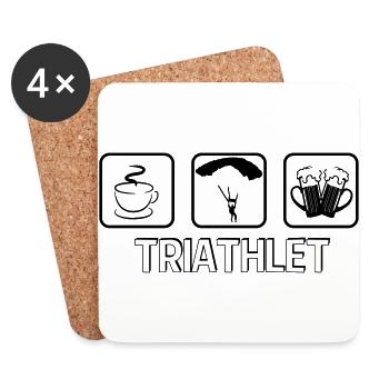Triathlete paragliding - Coasters (set of 4) - white - Front