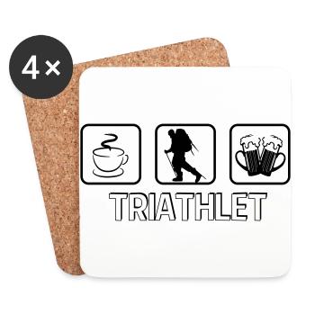 Triathlet Berg Wandern - Untersetzer (4er-Set) - Weiß - Vorne