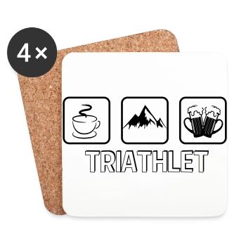 Triathlet Berg Wandern - Untersetzer (4er-Set) - Weiß - Vorne