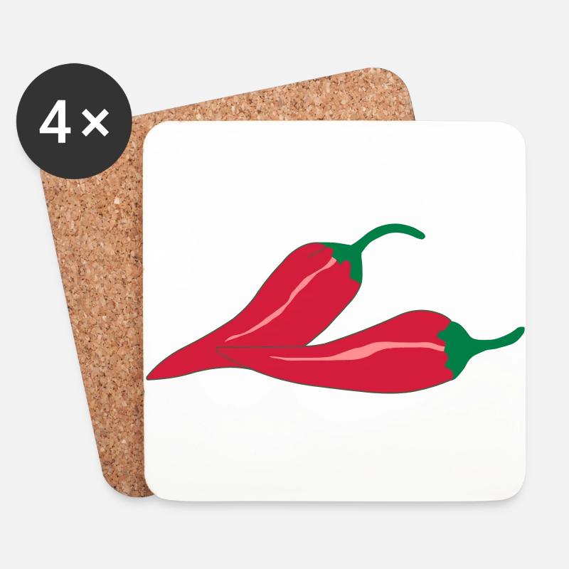Chilli Chilischote scharf - Untersetzer (4er-Set) - Weiß