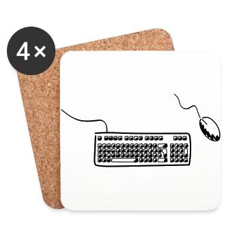 Tastatur und Maus - Untersetzer (4er-Set) - Weiß - Vorne