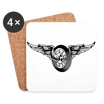 Motorcycle / Moped Wheel / Angel Wheel 01_black - Coasters (set of 4) - white - Front