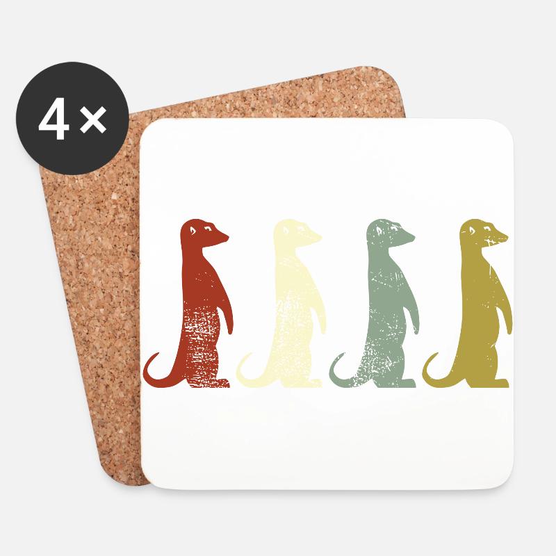 Erdmännchen Retro Style Geschenk - Untersetzer (4er-Set) - Weiß