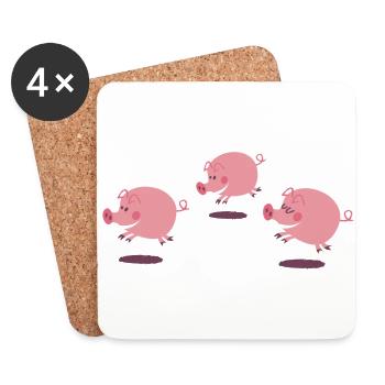 little pigs - Coasters (set of 4) - white - Front