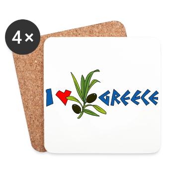 j'aime la Grèce avec olive - Dessous de verre (lot de 4) - blanc - Devant