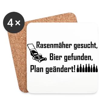 Rasenmäher gesucht Bier gefunden - Untersetzer (4er-Set) - Weiß - Vorne
