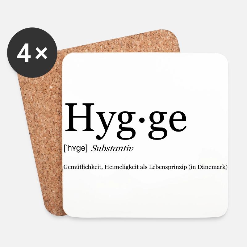 Hygge Wort in Schwarz - Untersetzer (4er-Set) - Weiß