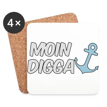 Moin Digga Hamburg - Untersetzer (4er-Set) - Weiß - Vorne