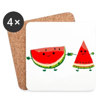 Couple de melons - Dessous de verre (lot de 4) - blanc - Devant