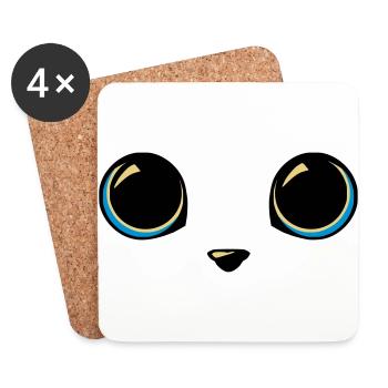 yeux chat - Dessous de verre (lot de 4) - blanc - Devant