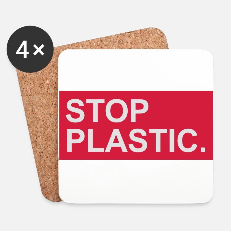 stop-plastic Geschenk - Untersetzer (4er-Set) - Weiß