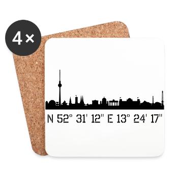 Coordonnées de Berlin N 52 ° 31 '12' 'O13 ° 24' 17 '' - Dessous de verre (lot de 4) - blanc - Devant