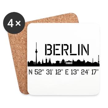 Berlin Coordonnées: N 52 ° 31 '12' 'E 13 ° 24' 17 '' - Dessous de verre (lot de 4) - blanc - Devant
