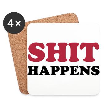 SHIT HAPPENS - Coasters (set of 4) - white - Front