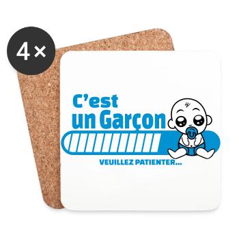 annonce grossesse - c'est un garçon - Dessous de verre (lot de 4) - blanc - Devant