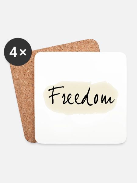 freedom, Frieden, Aufdruck Schwarz - Untersetzer (4er-Set) - Weiß