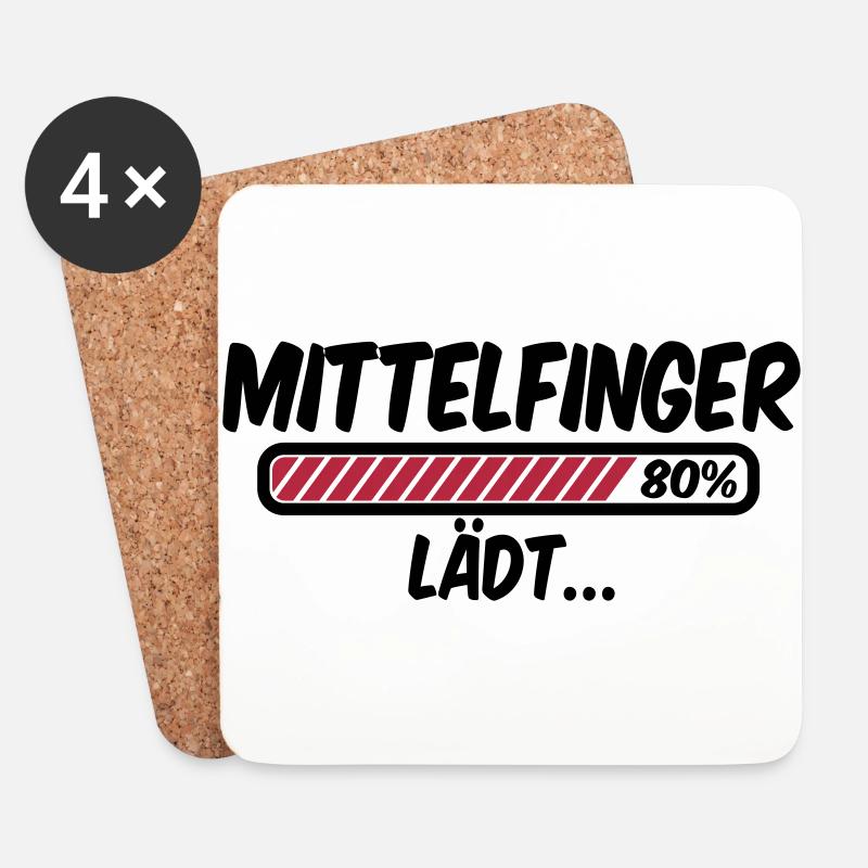 Mittelfinger lädt - Untersetzer (4er-Set) - Weiß