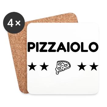 pizza / pizzaiolo / chef / italie / pizzaiola - Dessous de verre (lot de 4) - blanc - Devant