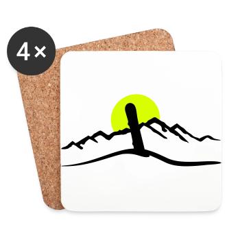 Snowboard, Berge und Sonne - Untersetzer (4er-Set) - Weiß - Vorne