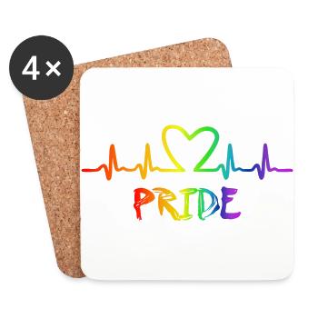LGBT Pride Rainbow Heartbeat - Dessous de verre (lot de 4) - blanc - Devant