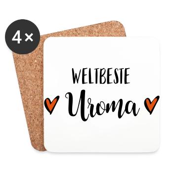 Weltbeste Uroma Uromi Urgroßmutter Geschenk - Untersetzer (4er-Set) - Weiß - Vorne