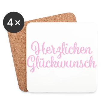Herzlichen Glückwunsch Geschenkidee - Untersetzer (4er-Set) - Weiß - Vorne