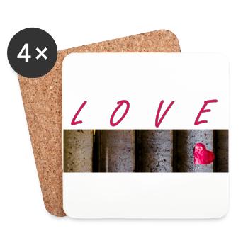 Lettres d’amour et symbole cœur - Dessous de verre (lot de 4) - blanc - Devant