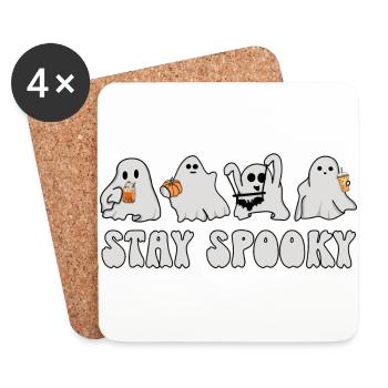 Fantômes Halloween - Restez effrayant - Dessous de verre (lot de 4) - blanc - Devant