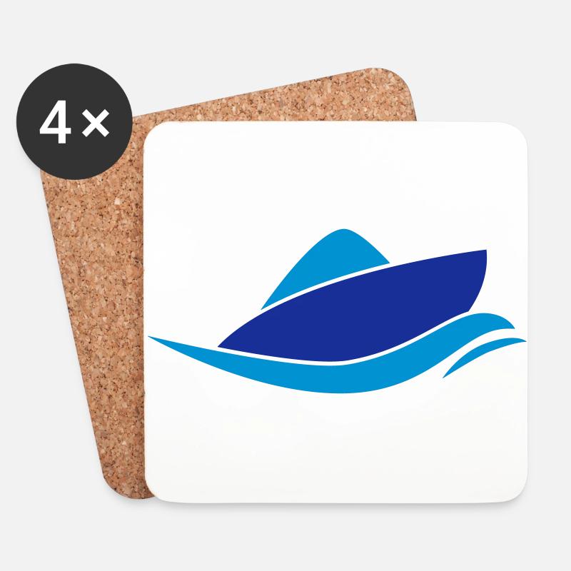 Motorboot - Untersetzer (4er-Set) - Weiß