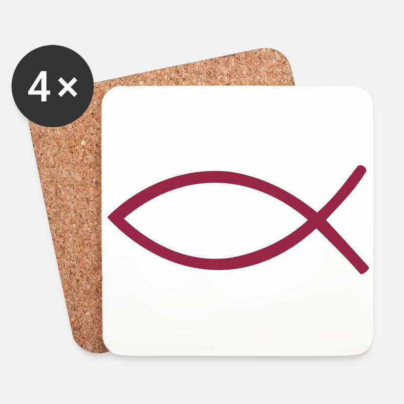 Jesus Fisch - Untersetzer (4er-Set) - Weiß