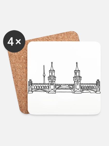 Oberbaumbrücke in Berlin - Untersetzer (4er-Set) - Weiß