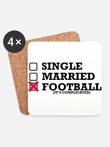 Single - Married - Football - Untersetzer (4er-Set) - Weiß
