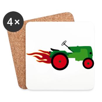 Tractor green | Trecker | Towing truck Bulldog builder - Coasters (set of 4) - white - Front