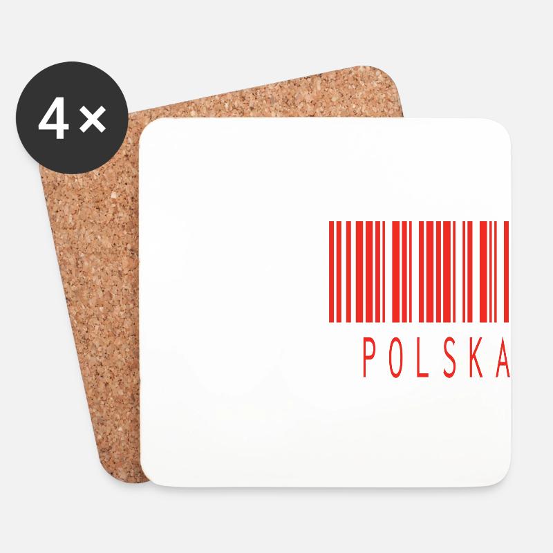 MADE IN POLSKA BARCODE - Untersetzer (4er-Set) - Weiß