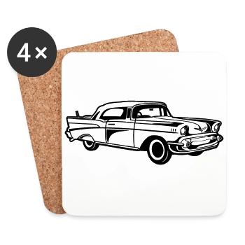 Chevy Bel Air / Oldtimer 01_schwarz - Untersetzer (4er-Set) - Weiß - Vorne