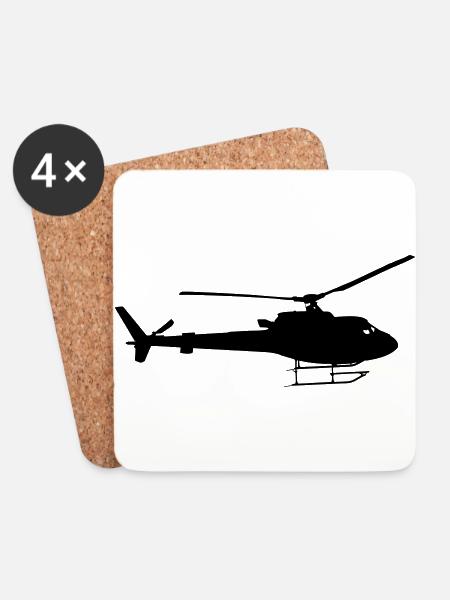 Helikopter - Untersetzer (4er-Set) - Weiß